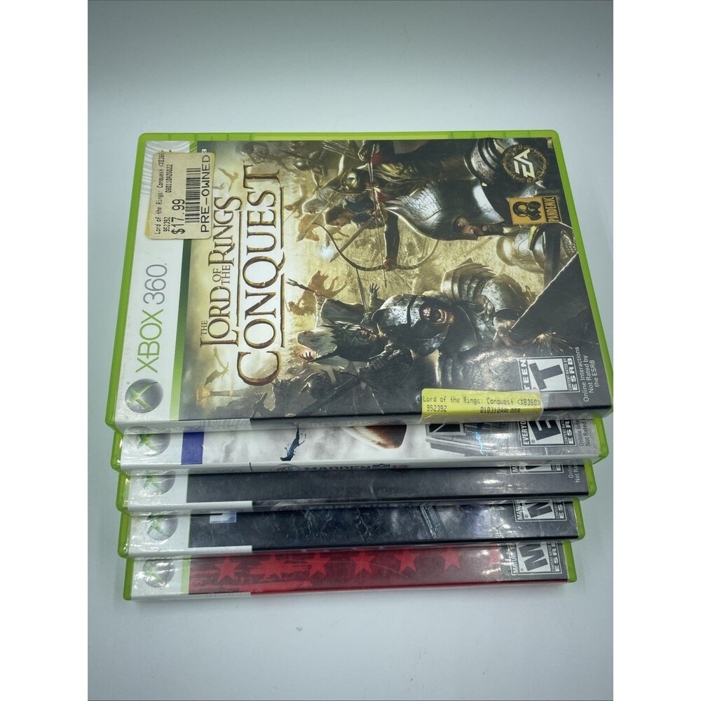 Xbox 360 Game Lot of 5- LOTR Conquest, Fight Night Champion, Red Dead - TESTED